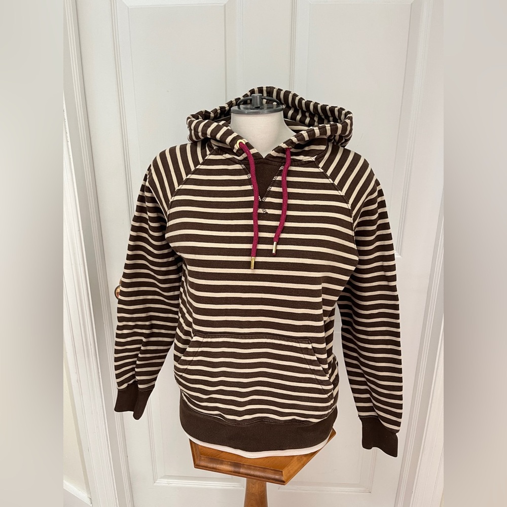Tom Joule Brown and Cream Striped Women's Hoodie size 8
